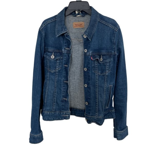 LEVI'S || Classic blue denim jean trucker jacket - Size S Petite - Picture 3 of 6
